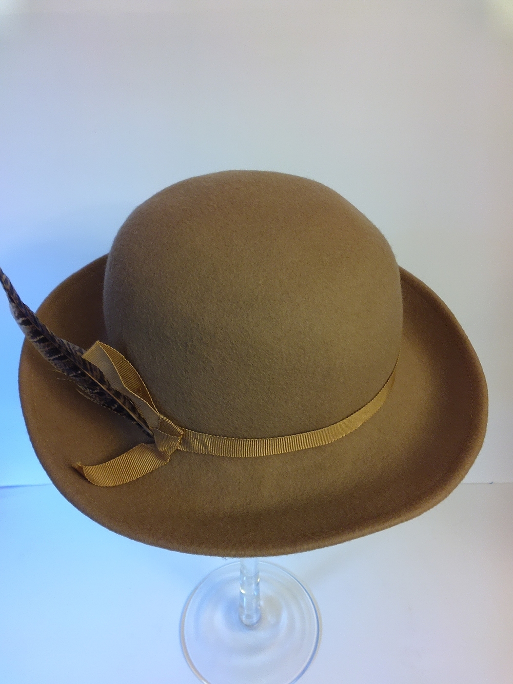 Lancaster Wool Feathered Light Brown Hat Like New